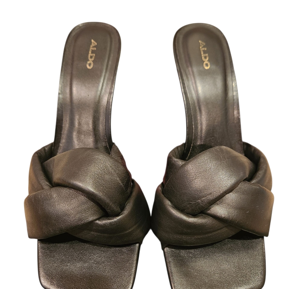 ALDO Black Braided Strap Heeled Mules